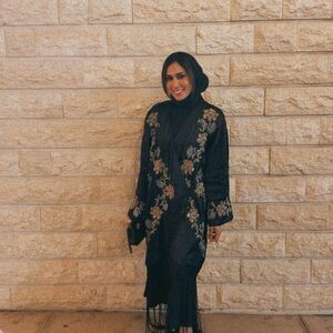 Elegant Black Floral Embroidered Dress